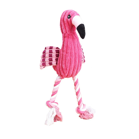 Hundespielzeug "Flamingo" - mit Quietscher & robustem Kauseil